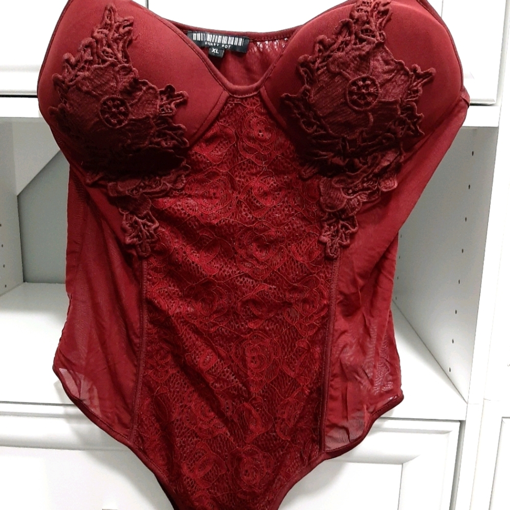 Red Bodysuit with padding and underwire